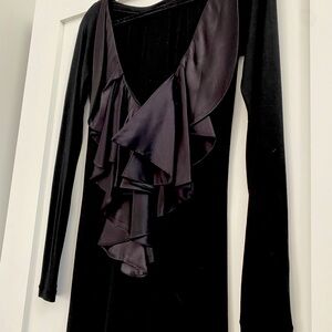 Tuft Duek cocktail dress, backless with beautiful silk ruffles,front simple